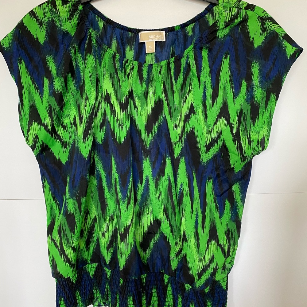 Blue and green summer top